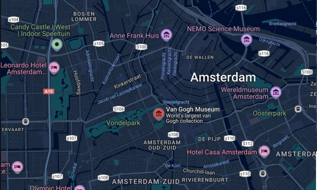 Map showing location of Van Gogh Museum